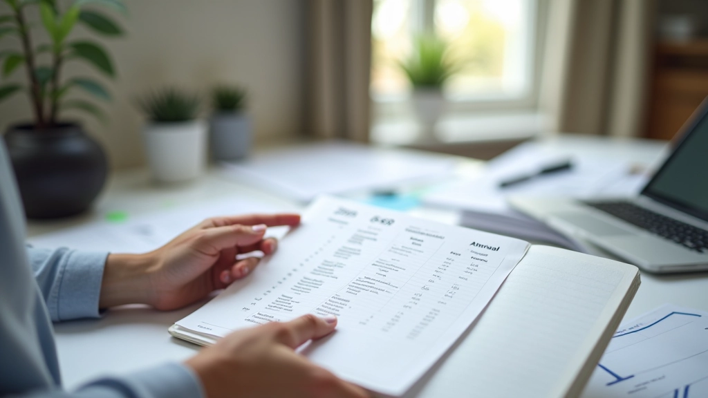 Personne tenant un planning financier annuel